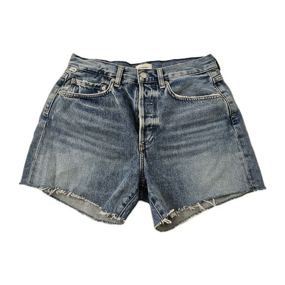 Citizens Of Humanity Shorts Womens 26 Blue Annabelle Long High-Rise Raw Hem Boho - Picture 1 of 10